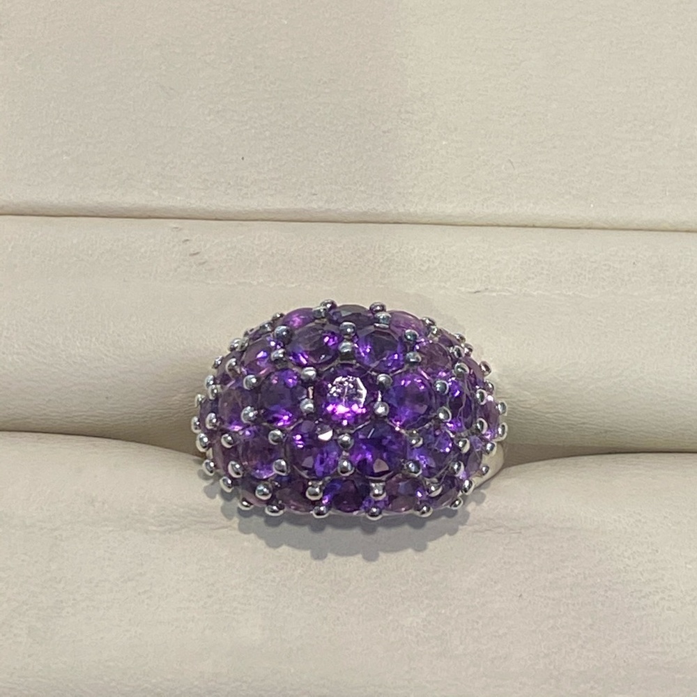 Purple amethyst silver ring